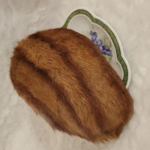 Vintage fur head piece casque half hat headband read description below
